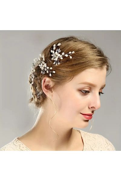 Eva Flore 2 Pieces Pearls Hair Hairpin and Bun Clip for Bride and Engagement