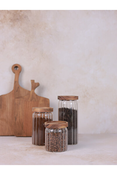 MİEN 3'lü Akasya Vakum Kapaklı Kavanoz Seti