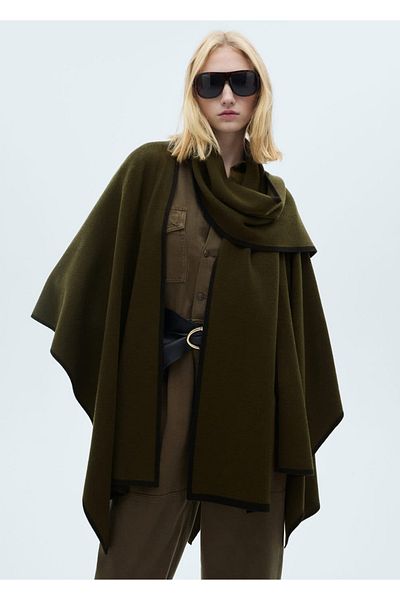 MANGO Woman Contrast Striped Knitwear Cape