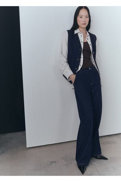 MANGO Woman Öblítse le a széles lábú Jean