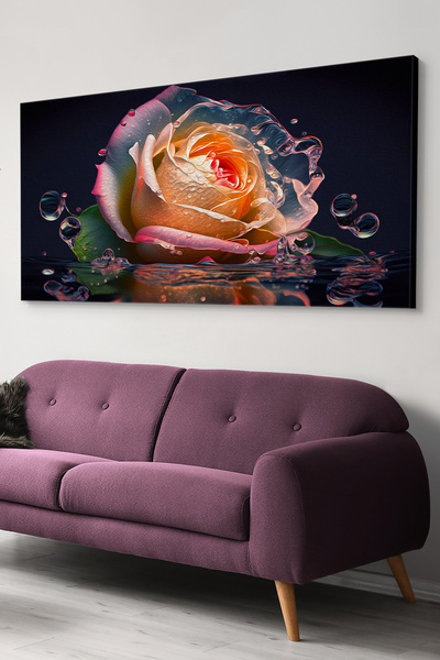 Evinemoda Sular İçinde Renkli Gül Tek Parça Kanvas - Canvas Tablo