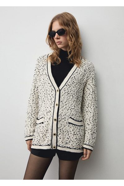 MANGO Woman Wide Cut Cardigan with Shawl