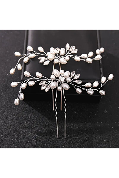 Eva Flore 2 Pieces Pearls Hair Hairpin and Bun Clip for Bride and Engagement