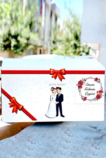 HEDİYE35 Gelin Çeyizi, Bohça Çeyiz Kolisi Etiketi 18 Adet 9x9 Ebat Baskılı Et...