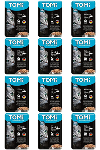 Tomi Pouch Somon ve Alabalıklı Yetişkin Kedi Konservesi 100gr - 12 Adet