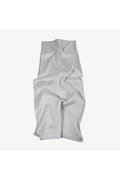 PİRAMİT Premium Jacquard Silver Shawl