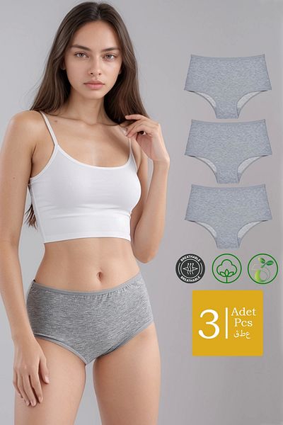 MEINE LIEBE 3 Pack Cotton Bato High Waist Panties