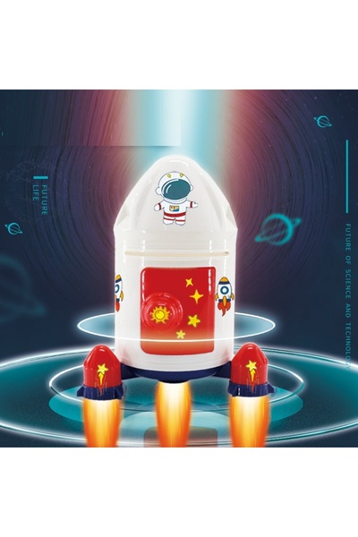 Genel Markalar Füze Temalı Kilitli Işıklı Kumbara, Beyaz, 19x15 Beyaz