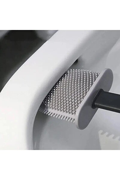 DUFF CLEAN Toaletă practică din silicon alb și perie de toaletă - lipită și îndoită