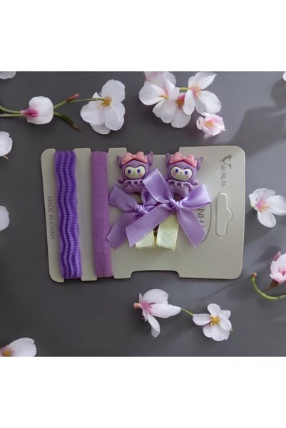 KANİNCHEN Chrome Cute Collet Buckle and Towel Rubber Buckle Set