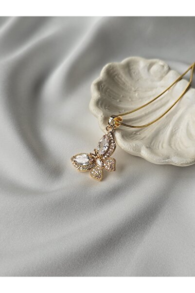 ULYOS PONIS Kelebek Zirkon Taşlı Yılan Zincirli Vip Kadın Stainless Steel Kar...