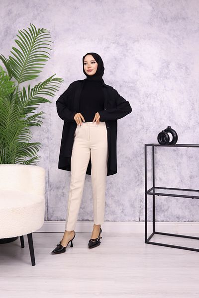 HANIMCA GİYİM Licra Winter Normal Size Pants with Beach Pockets