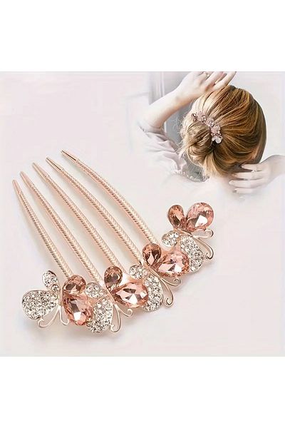 Eva Flore Crystal Stone Comb Buckle, Bridal Hair Accessory Bun Buckle