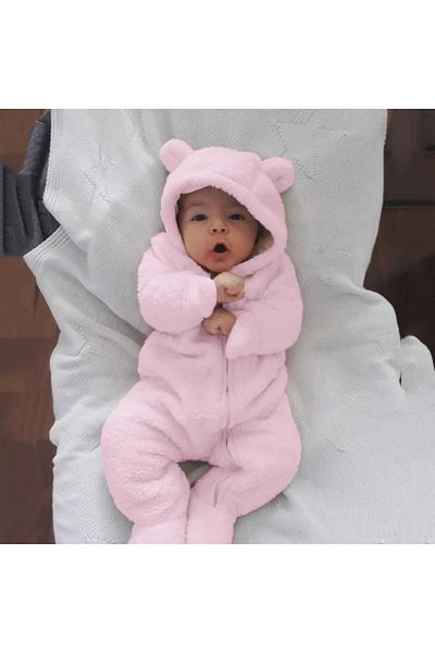 BABYSİ KİDS CLUB Hooded Zippered Baby & Kids Plush Welsoft Jumpsuit (OUTER AND INNER DOUBLE SIDED WELSOFT PLUSH WOOL)