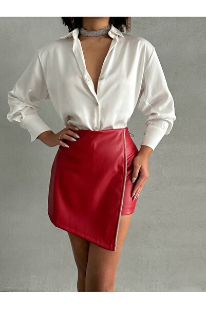 Lima butik Taş Detaylı Suni Deri Şortetek