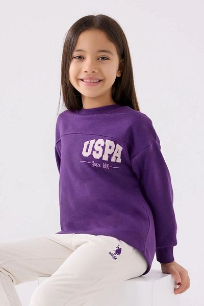 U.S. Polo Assn. Σετ φόρμας για κορίτσι μωβ κάτω επάνω