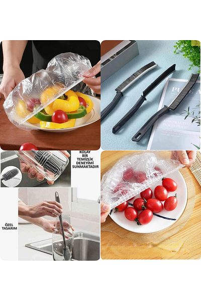 nicetohave 100 Pcs Pots and Saucers Food Cap + 2 Pcs Baby Bottle Cleaning Brush + 3 Pcs Multipurpose Fine Brush