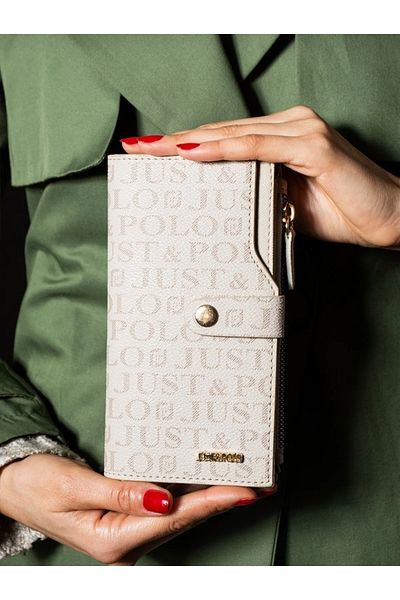 GP GUES POLO Just Polo Women's Beige 14 Compartment Wallet