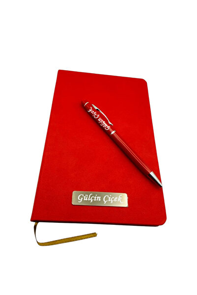 Home İsme Özel Kırmızı Defter Kalem Seti