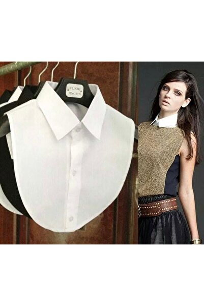 Sahra Şal Dünyası Yarım Gömlek Yaka Sweat Altına Gömlek Beyaz