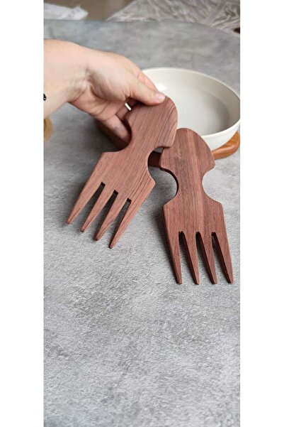 İlya Woodart Fork, Salad Mixing Fork, Rosewood Fork, Wooden Fork, Natural Fork