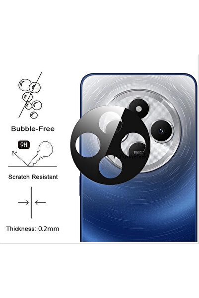 m.tk moveteck Xiaomi Redmi 14C Compatible Camera Lens Protector Glass with Black Frame Tempered Lens Protection Glass 3D Case