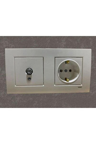 VİKO Viko Karre Beyaz Ikili Set Tv (F KONNEKTÖR) Uydu Prizi, Topraklı Priz