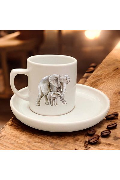 D&Y GAUDERY Coffee Cup with Jungle Elephant Figure 90 ml