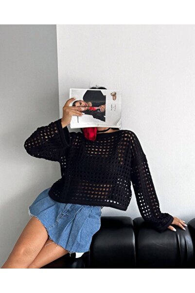 Lady MORE İspanyol Kol Delikli Triko Kazak