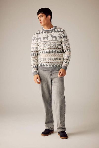 DeFacto Standard Fit Christmas Themed Crew Neck Knitwear Sweater Y1928Az24Wn