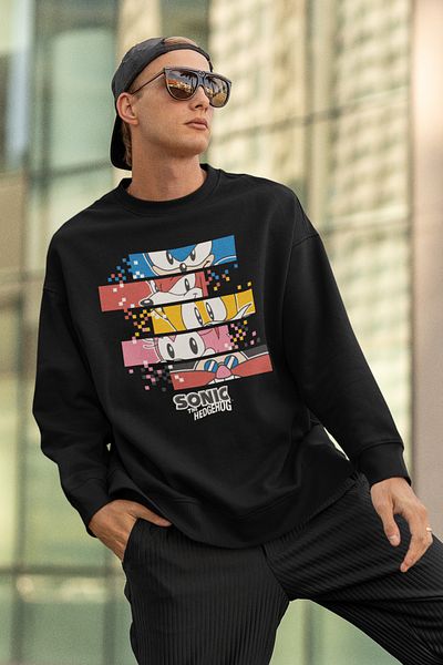 SEVBANO Sonic the Hedgehog Printed Unisex Oversize Cartoon Sweatshirt
