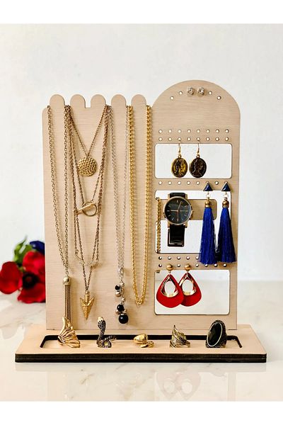 Mars Decorative Jewelry Earring Stand - Jewelry Earring Hanger - Wooden Jewelry Organizer