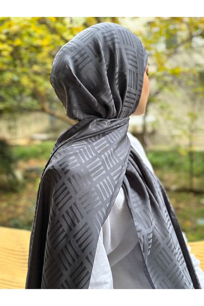 shalby Hijab Silky Cotton Jacquard Match Pattern Shawl Anthracite
