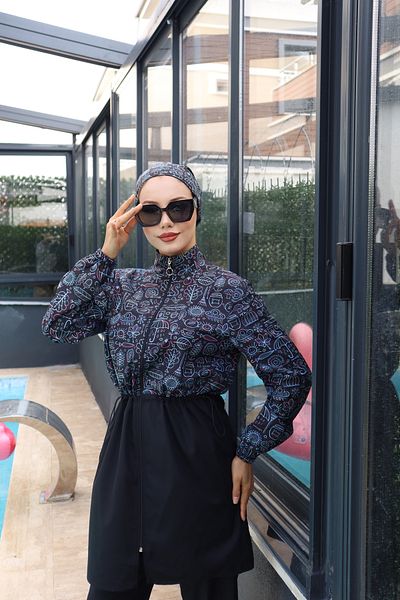 Atelier Lina Afra 3 τεμαχίων Πλήρως καλυμμένο μαγιό Hijab από ύφασμα ρυθμιζόμενο ελαστικό υδατοαπωθητικό