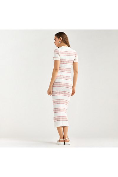 FAV Striped Collared Bodycon Dress with Short Sleeves