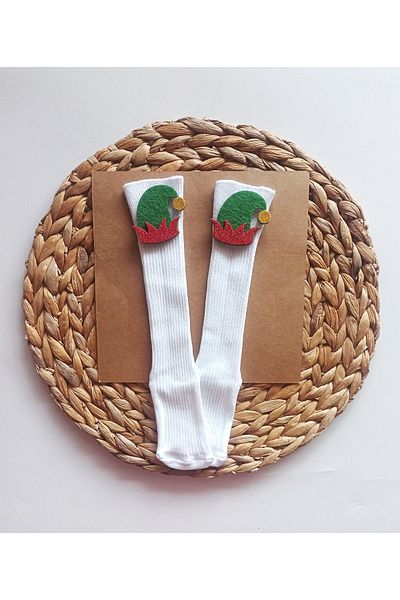 Panowill Design Baby Girl Boy Elf Christmas Hat Decorated Below Knee New Year Stocking Baby Christmas Stocking