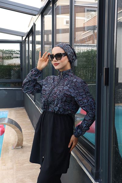 Atelier Lina Afra 3 τεμαχίων Πλήρως καλυμμένο μαγιό Hijab από ύφασμα ρυθμιζόμενο ελαστικό υδατοαπωθητικό