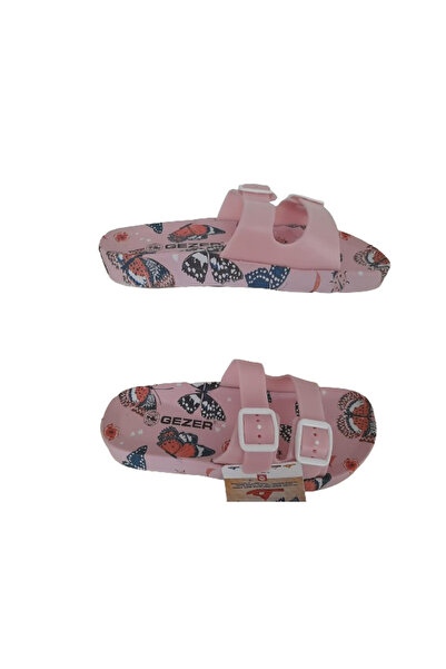 GEZER Жіночі пухнасті та нековзні капці з подвійною застібкою та метеликами, рожеві