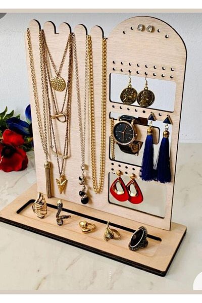 Mars Decorative Jewelry Earring Stand - Jewelry Earring Hanger - Wooden Jewelry Organizer