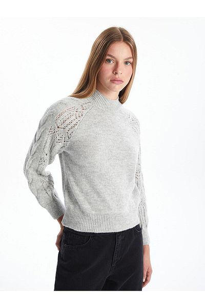 LC Waikiki Pulover de damă LCW Vision cu jumătate de gât țesut cu model