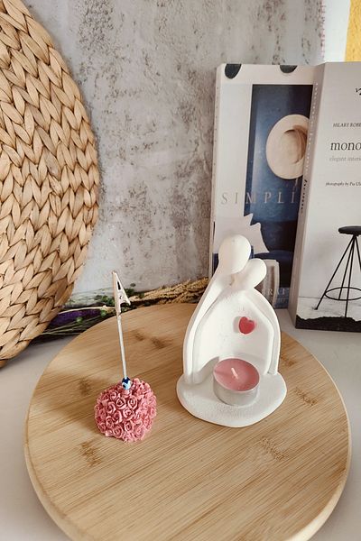 puridadesign Decorative Romantic Heart Lover Note Holder and Candle Holder Set