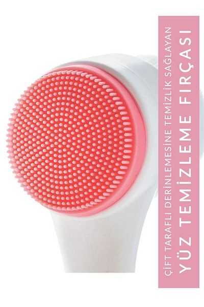 Muggio Double Sided Facial Cleansing Brush for Soft Silicone and Fine Brush Bristles