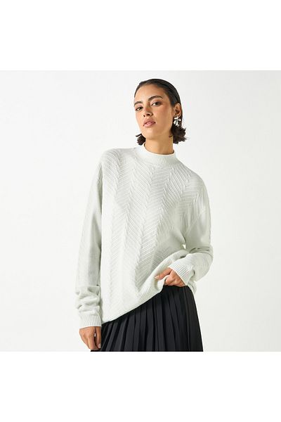 2Xtremz Textured High Neck Sweater with Long Sleeves