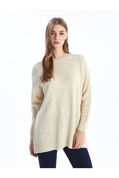 LC Waikiki Дамска плетена туника с кръгло деколте LCW Modest