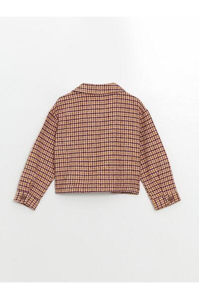 LC Waikiki LCW Kids Uzun Kollu Crop Ekose Desenli Kız Çocuk Ceket