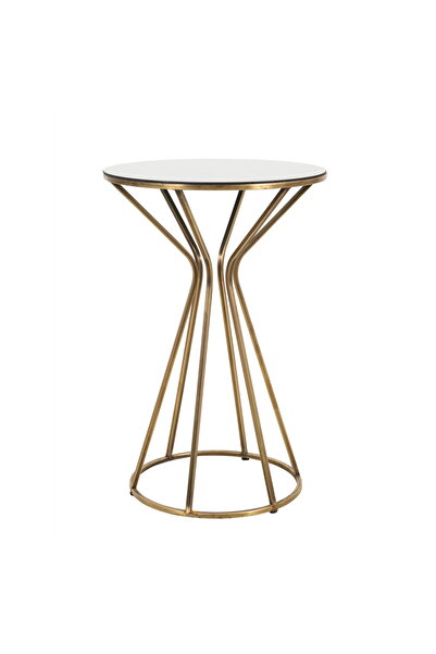 MUVA Concept Vivid-M Metal Modern Tasarım Yuvarlak Cam Yan Sehpa