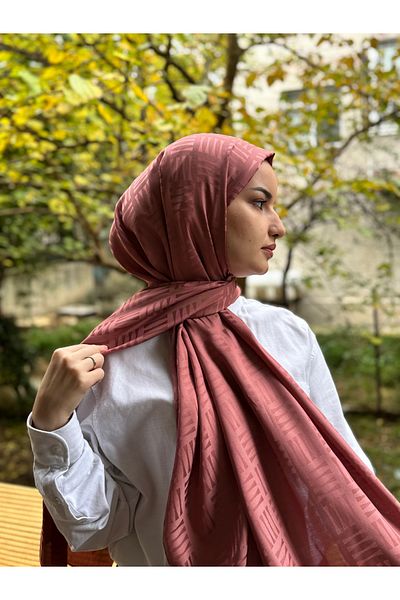 shalby Hijab Silky Cotton Jacquard Match Pattern Shawl Rose