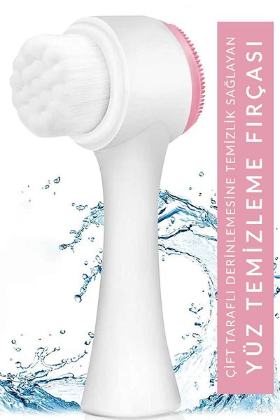 Muggio Double Sided Facial Cleansing Brush for Soft Silicone and Fine Brush Bristles