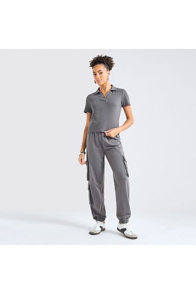 FAV Textured Polo T-shirt and Cargo Joggers Set