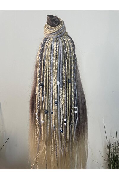 Selin Bengi Rasta Mix African Knit Buckles 35Pcs 50cm - Platinum & Grey Tones